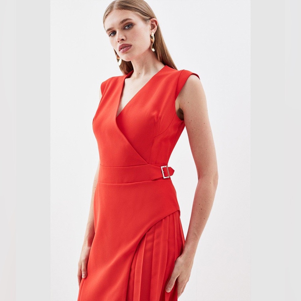 NWOT Karen Millen Tailored Military Pleat Midi Dress. - Picture 5 of 11